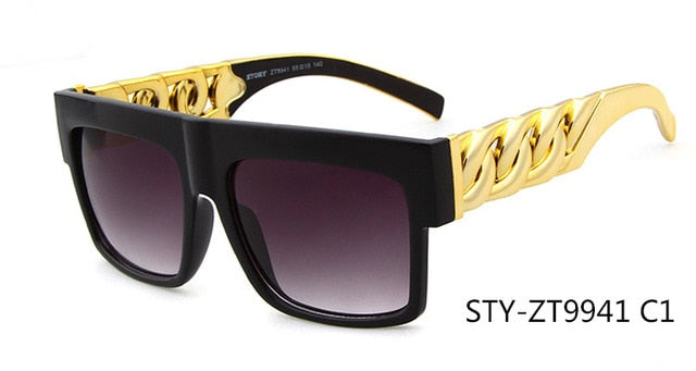 Fashion Gold Metal Chain Sunglasses Vintage Hip Hop