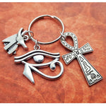 Ankh Anubis Eye Of Horus Stainless Steel Keyring