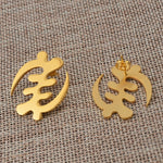 Gold Stainless Steel Adinkra Gye Nyame Earrings