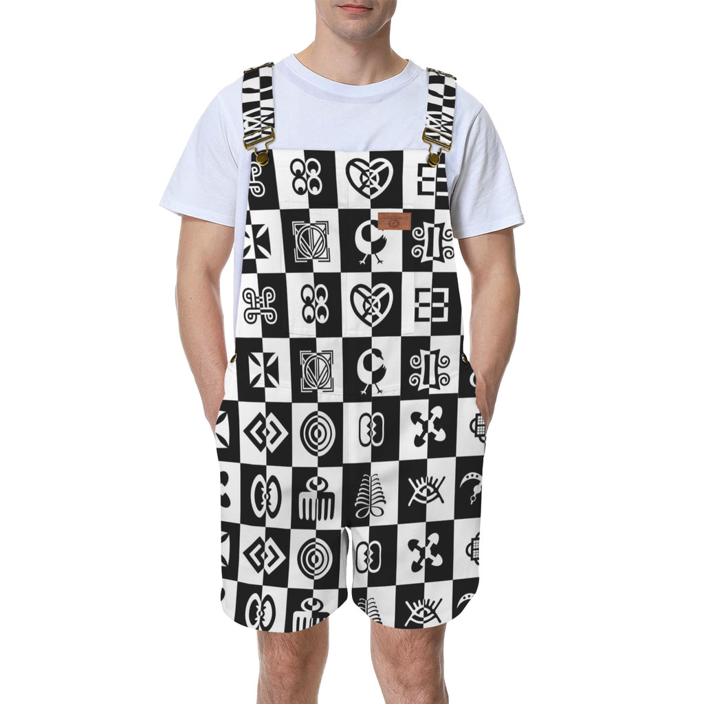 ADINKRA CHECCMATE Unisex Shorts Suspender Jumpsuit
