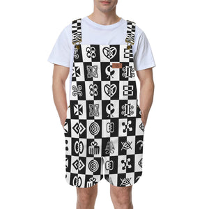 ADINKRA CHECCMATE Unisex Shorts Suspender Jumpsuit