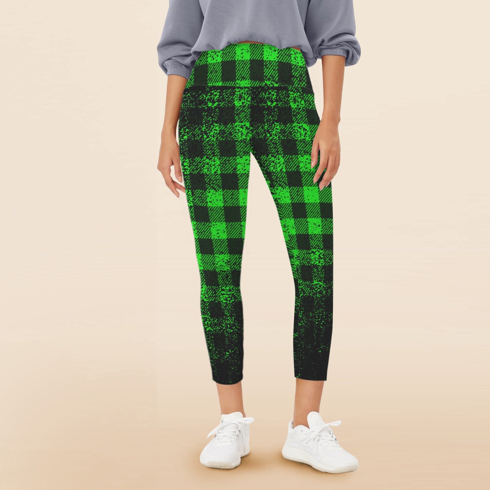 DUSTY PLAID Women's High Waist Pockets  Leggings