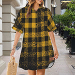 DUSTY PLAID Short Sleeve Shirt Dress
