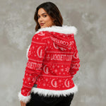 UGLY XMAS RED Women's Faux Fur Trim Hooded Jacket | Velvet