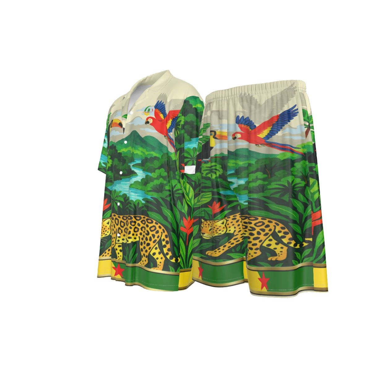 GUYANE AMAZONIE CREAM Men's  Silk Shirt Suit