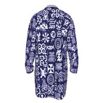 ADINKRA MX BLUE Men's Stand-up Collar Long Shirt