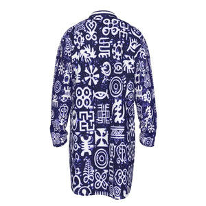 ADINKRA MX BLUE Men's Stand-up Collar Long Shirt