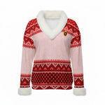 LCC KNITTED RED Women's Faux Knit V-Neck Sweater