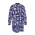 ADINKRA MX BLUE Men's Stand-up Collar Long Shirt