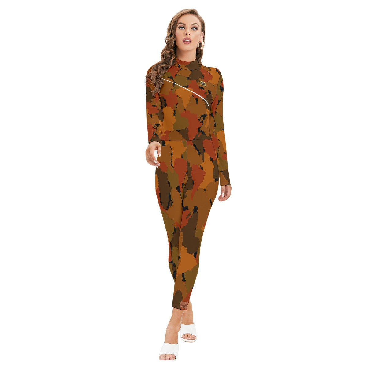 DIASPO CAMOUFLAGE BRWN Women's Long-sleeved Jumpsuit