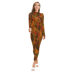 DIASPO CAMOUFLAGE BRWN Women's Long-sleeved Jumpsuit