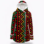 MUDCLOTH RASTA Women's Hooded Double-Breasted Winter Coat With Fleece