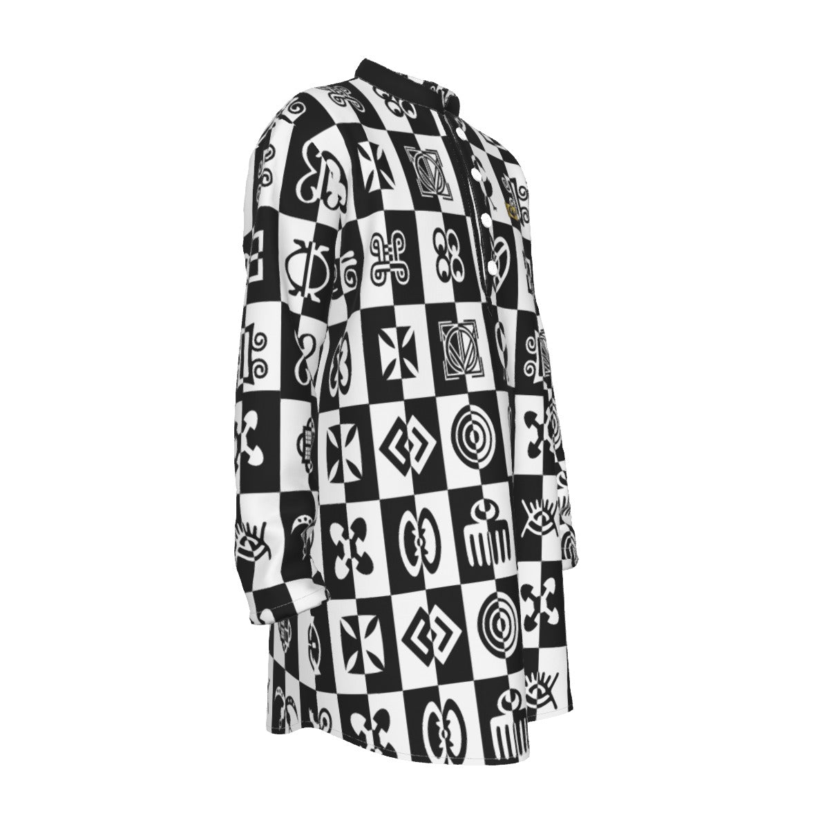 ADINKRA PUZZLE Men's Stand-up Collar Long Shirt