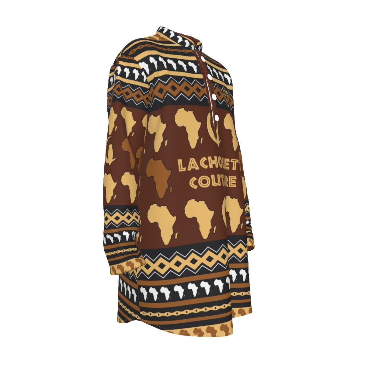 AFRIKA ORNEMENT Men's Stand-up Collar Long Shirt