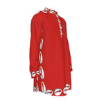 COWRIE SHELL RED Stand-up Collar Long Shirt