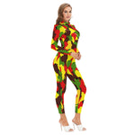 DIASPO CAMOU RASTA Women's Long-sleeved Jumpsuit