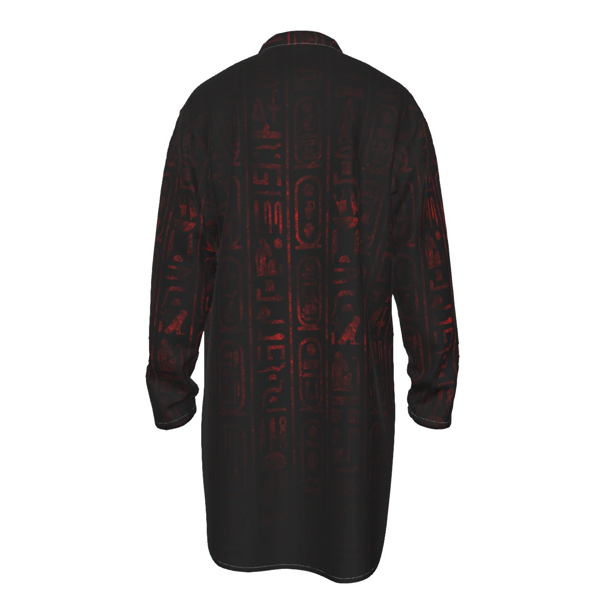 HIEROGLYPH RED Men's Stand-up Collar Long Shirt