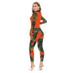 CAMOUFLAGE KAKI Women's Long-sleeved Jumpsuit