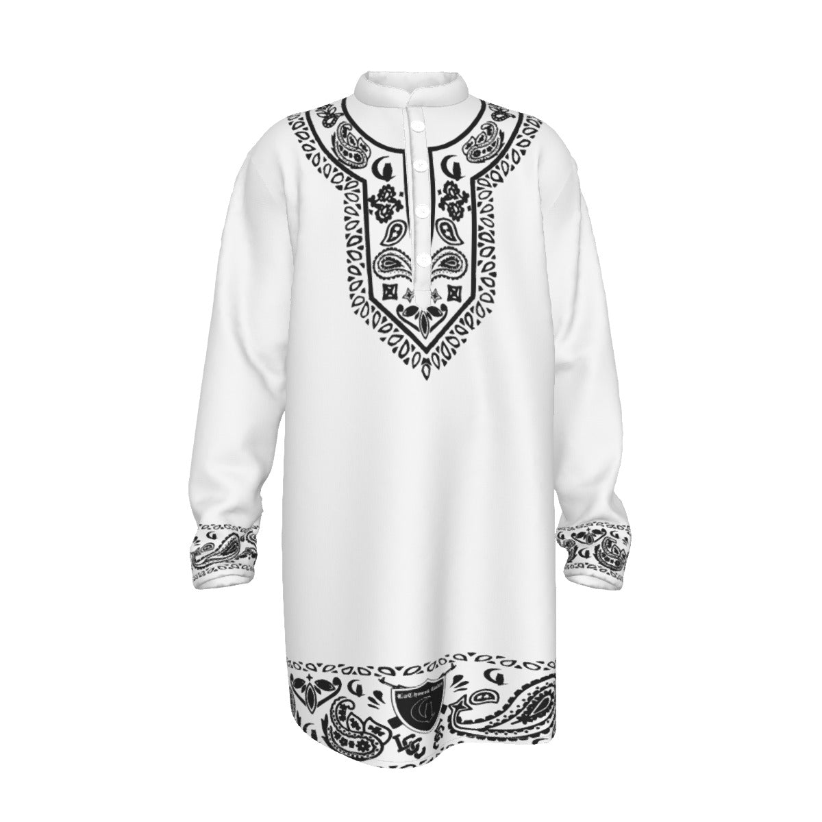 BANDANA SHIKI WHT Men's Stand-up Collar Long Shirt