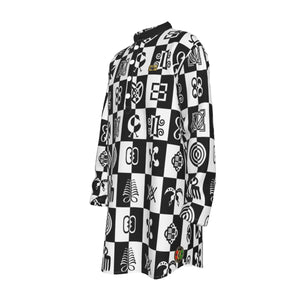 ADINKRA PUZZLE Men's Stand-up Collar Long Shirt
