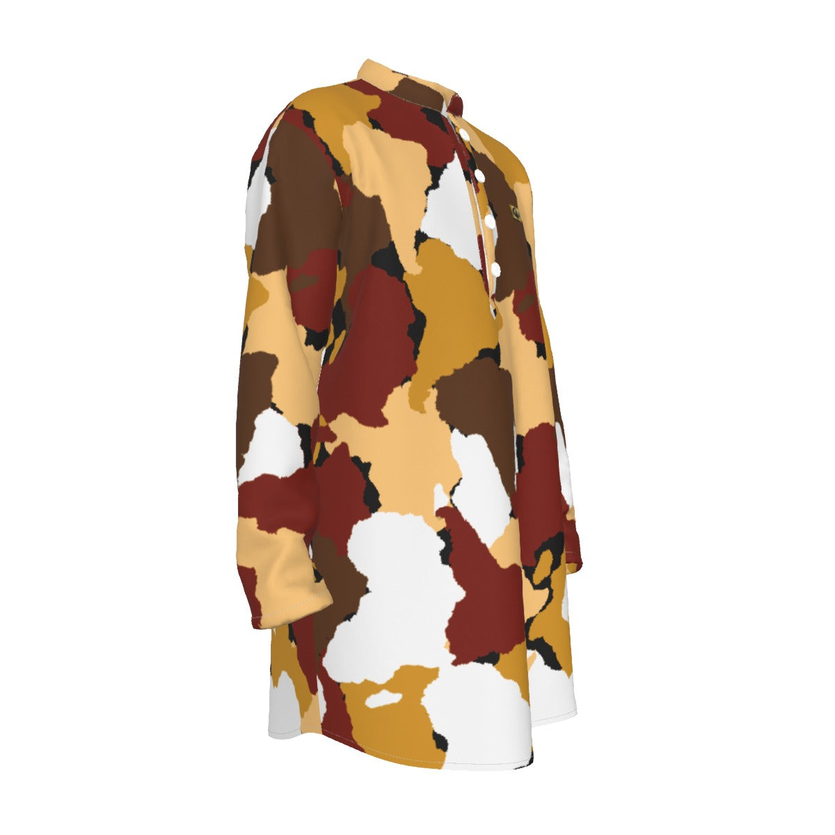 DIASPORA CAMO BOGOLAN Men's Stand-up Collar Long Shirt