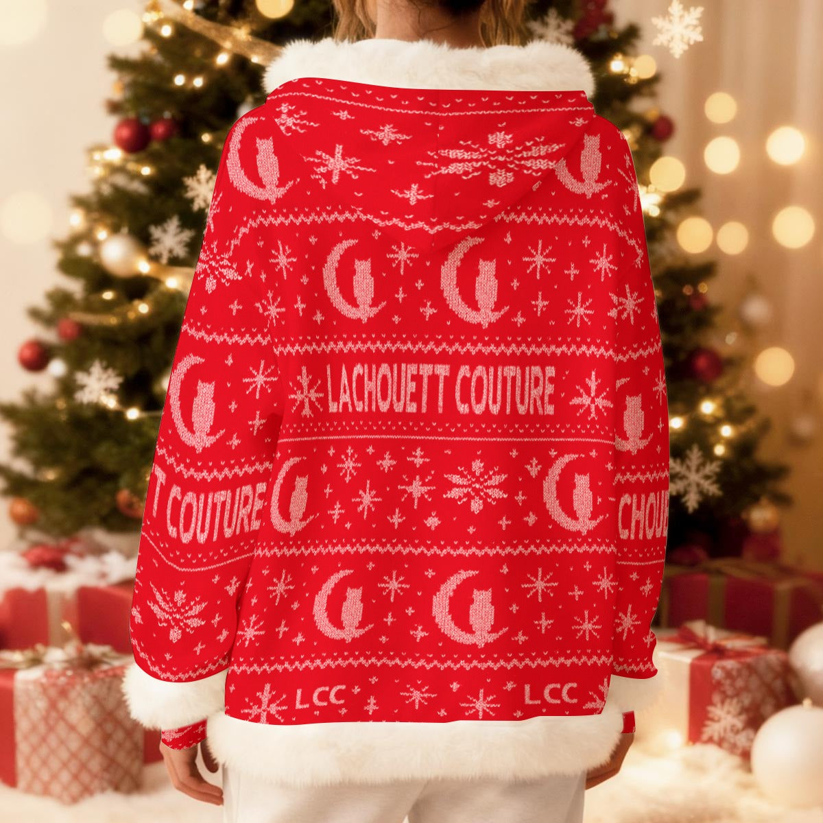 UGLY XMAS RED Women's Hoodie With Decorative Trim