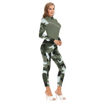 CAMOUFLAGE GREY Women's Long-sleeved Jumpsuit With Zipper