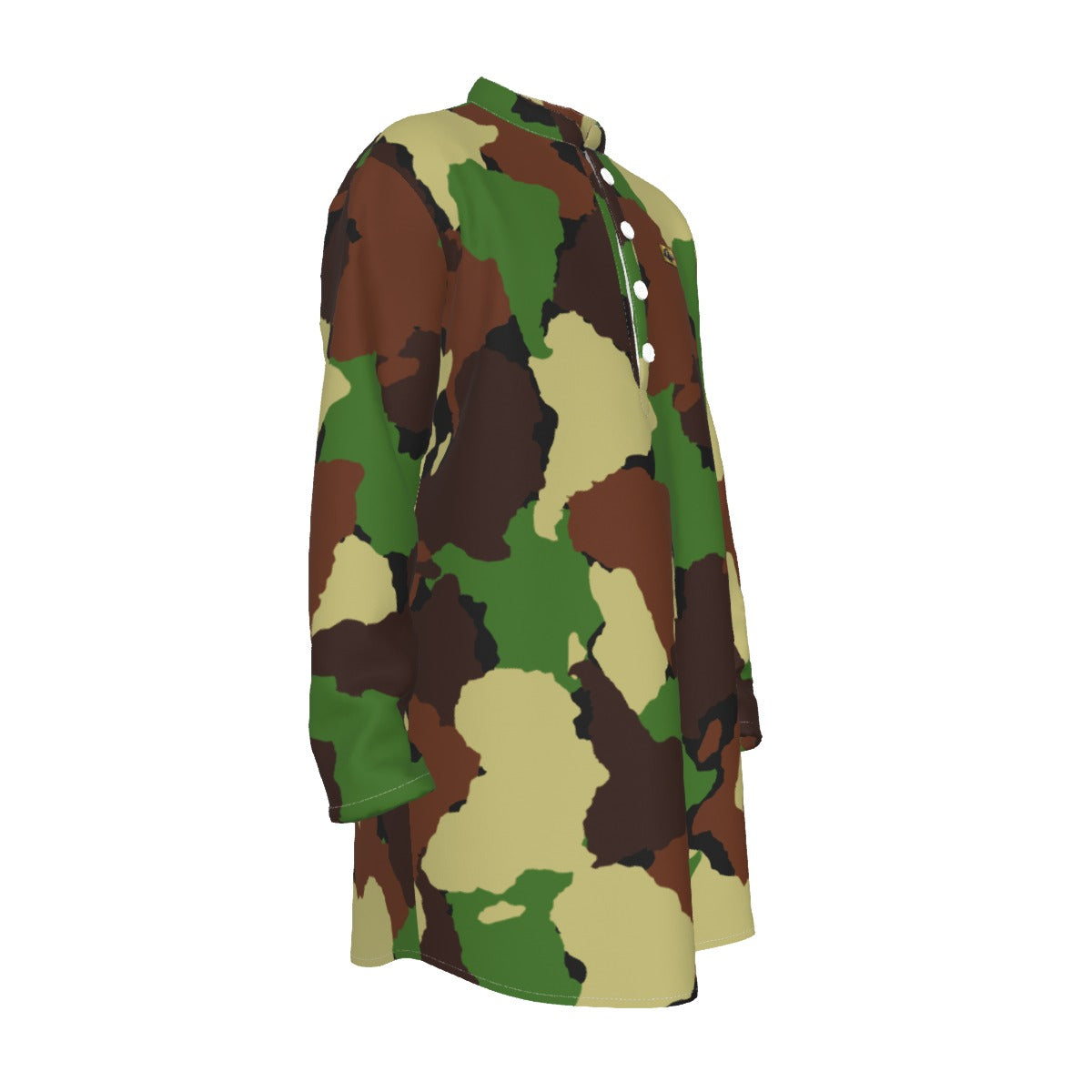 DIASPORA CAMO Men's Stand-up Collar Long Shirt