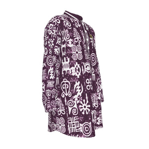 ADINKRA MX GRAPES Men's Stand-up Collar Long Shirt