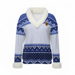 LCC KNITTED BLUE Women's Faux Knit V-Neck Sweater