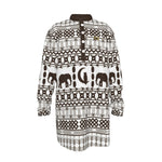 ELEPHANT ORNEMENT Men's Stand-up Collar Long Shirt