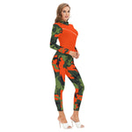 CAMOUFLAGE KAKI Women's Long-sleeved Jumpsuit