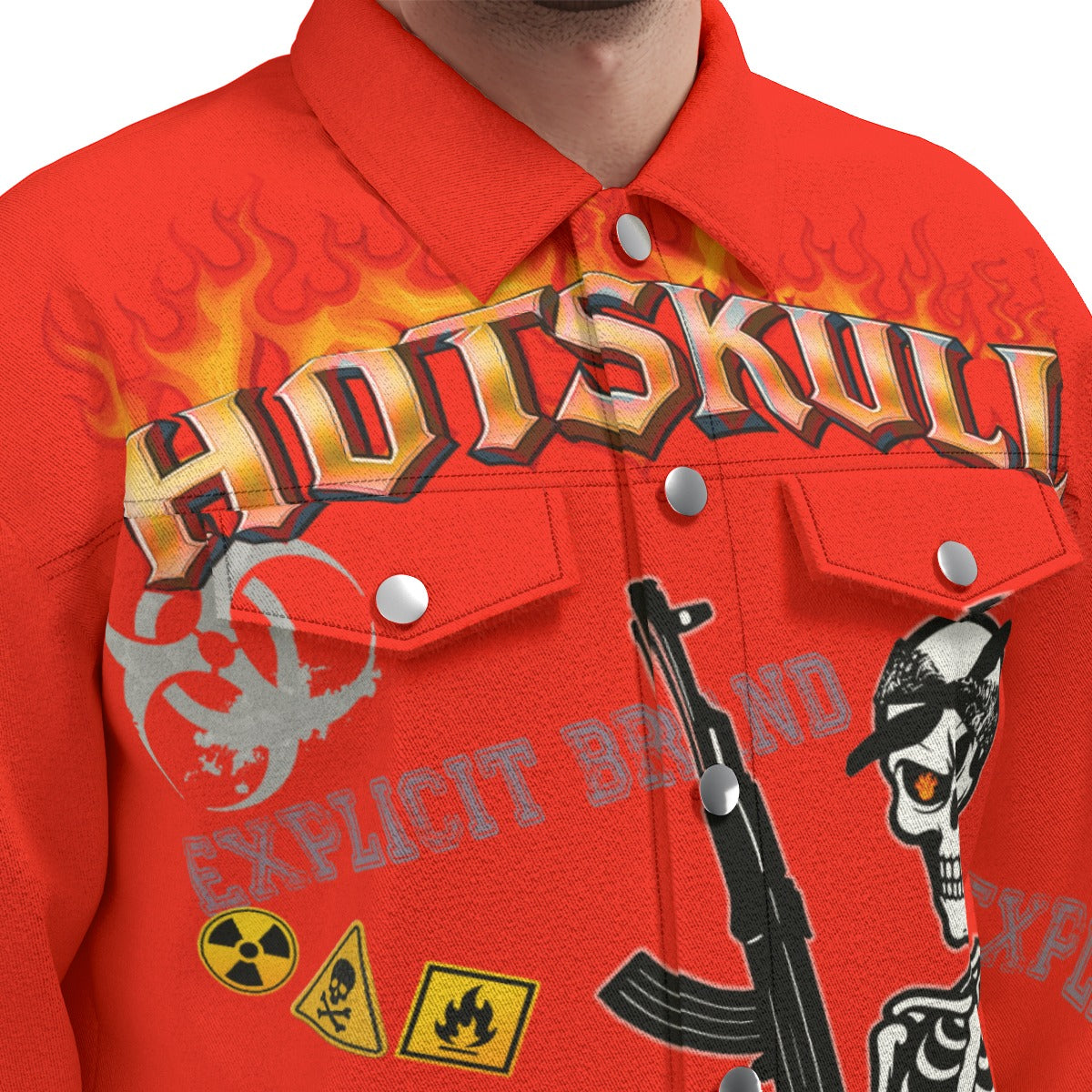 HOTSKULL RED Unisex Lapel Jacket | 245GSM Cotton