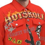 HOTSKULL RED Unisex Lapel Jacket | 245GSM Cotton