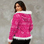 UGLY XMAS PINK Women's Faux Fur Hooded Jacket | Velvet