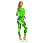 CAMOUFLAGE GREEN Women's Long-sleeved Jumpsuit