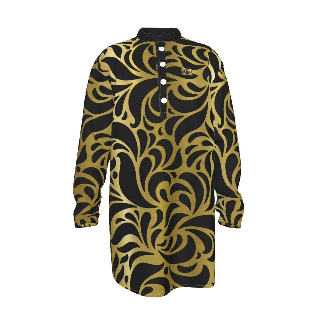 GORGIOUS BLC Men's Stand-up Collar Long Shirt