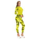 CAMOUFLAGE YLW Women's Long-sleeved  Jumpsuit