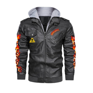 HOTSKULL Men's Zip Leather Jacket |DTF