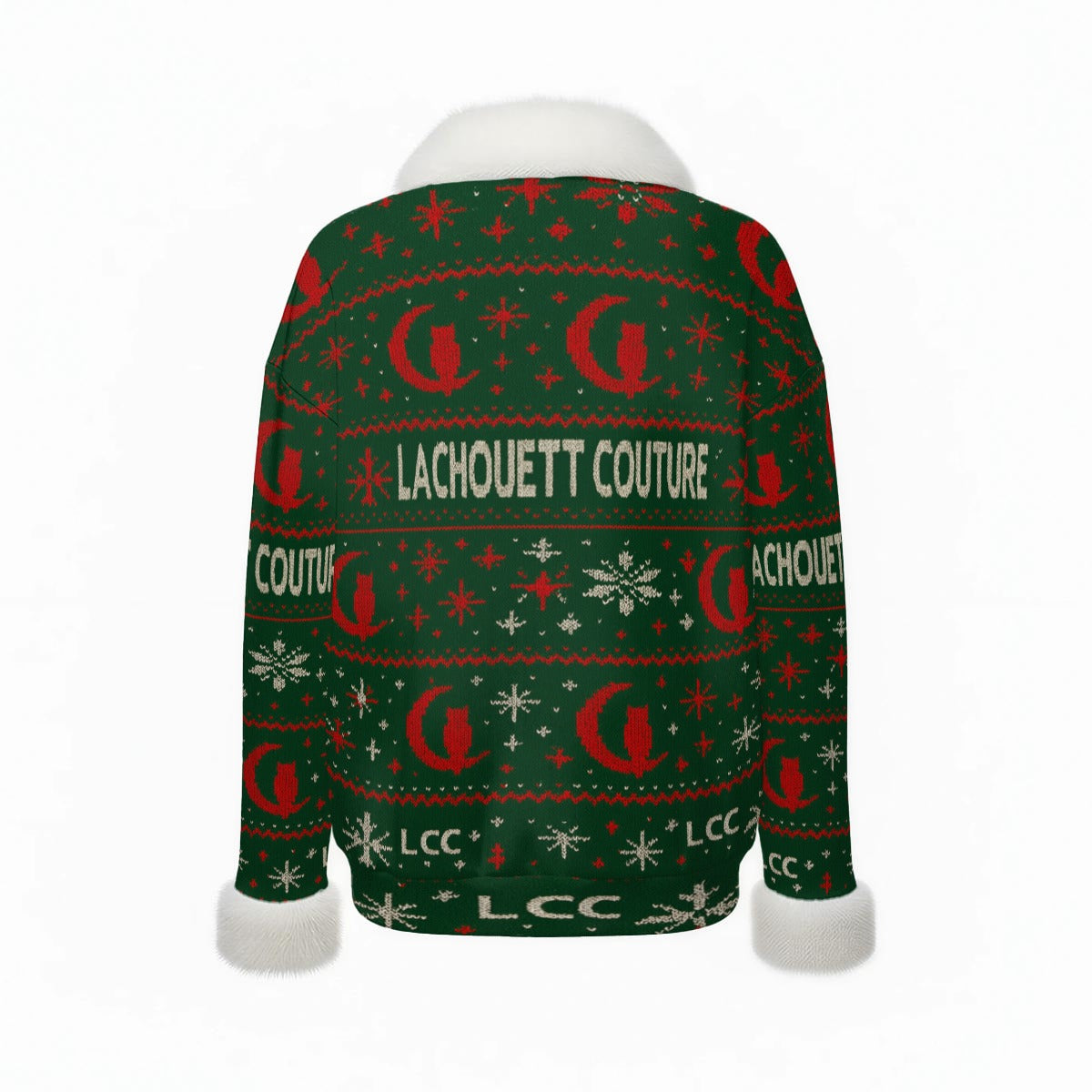 UGLY XMAS HOLY Women's Faux Knit V-Neck Sweater