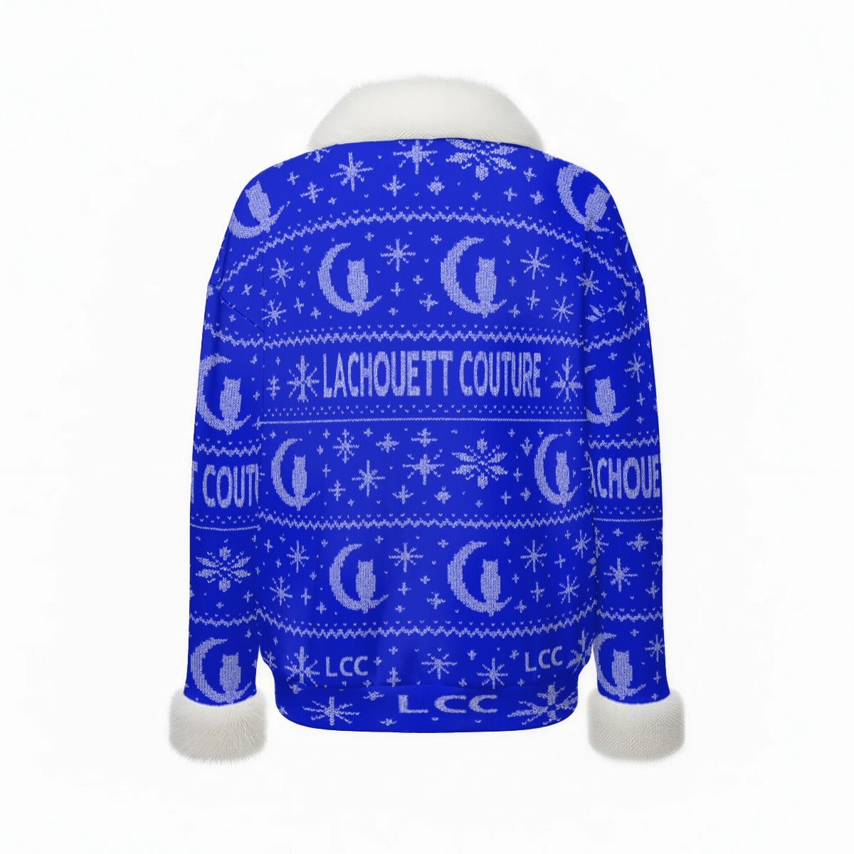 UGLY XMAS BLUE Women's Faux Knit V-Neck Sweater