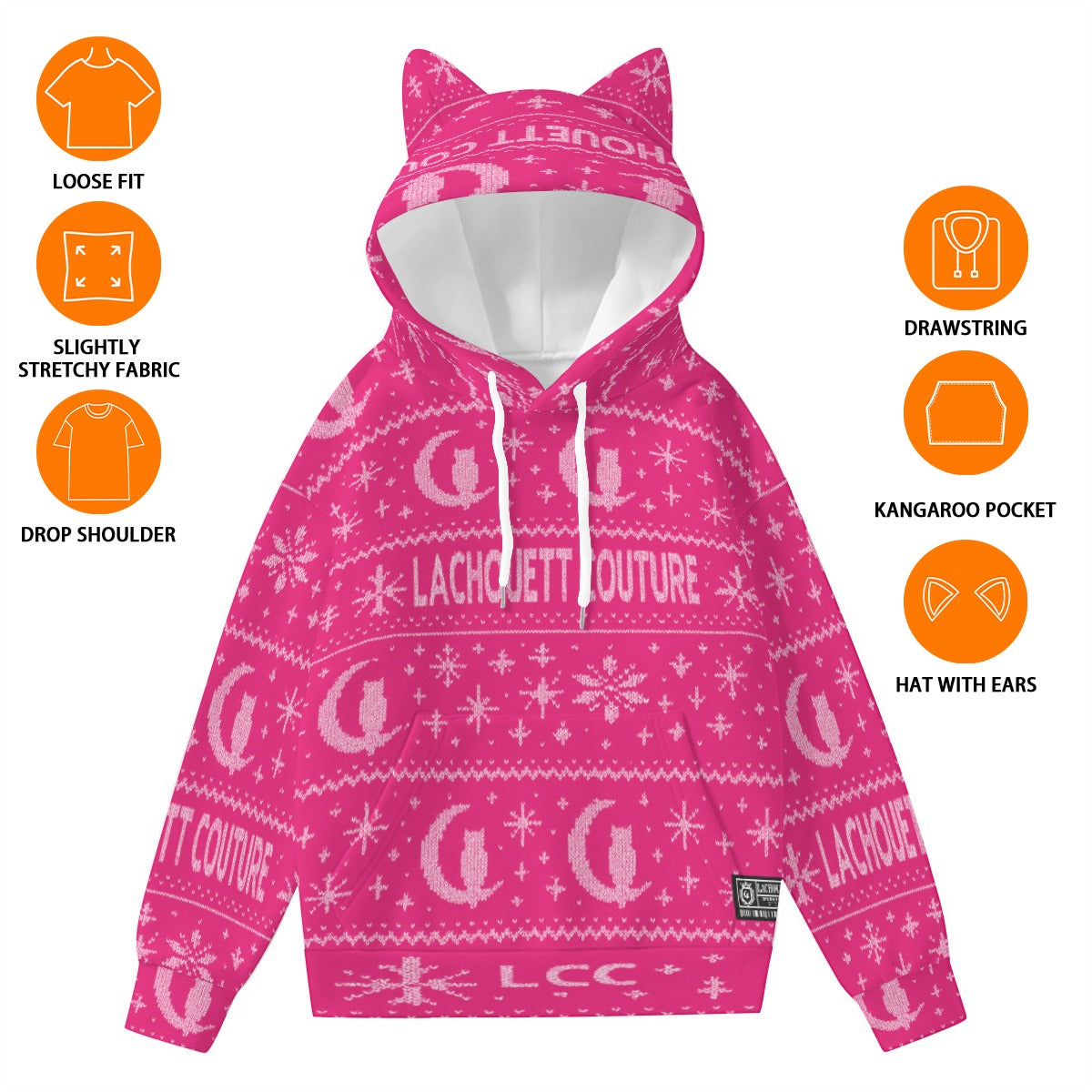 UGLY XMAS PINK Women’s Hoodie With Ears