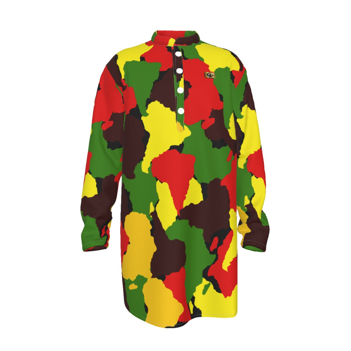 DIASPORA CAMO RASTA Men's Stand-up Collar Long Shirt