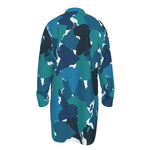 DIASPORA CAMO BLUE Men's Stand-up Collar Long Shirt