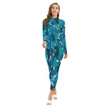 DIASPO CAMOU BLUE Women's Long-sleeved Jumpsuit