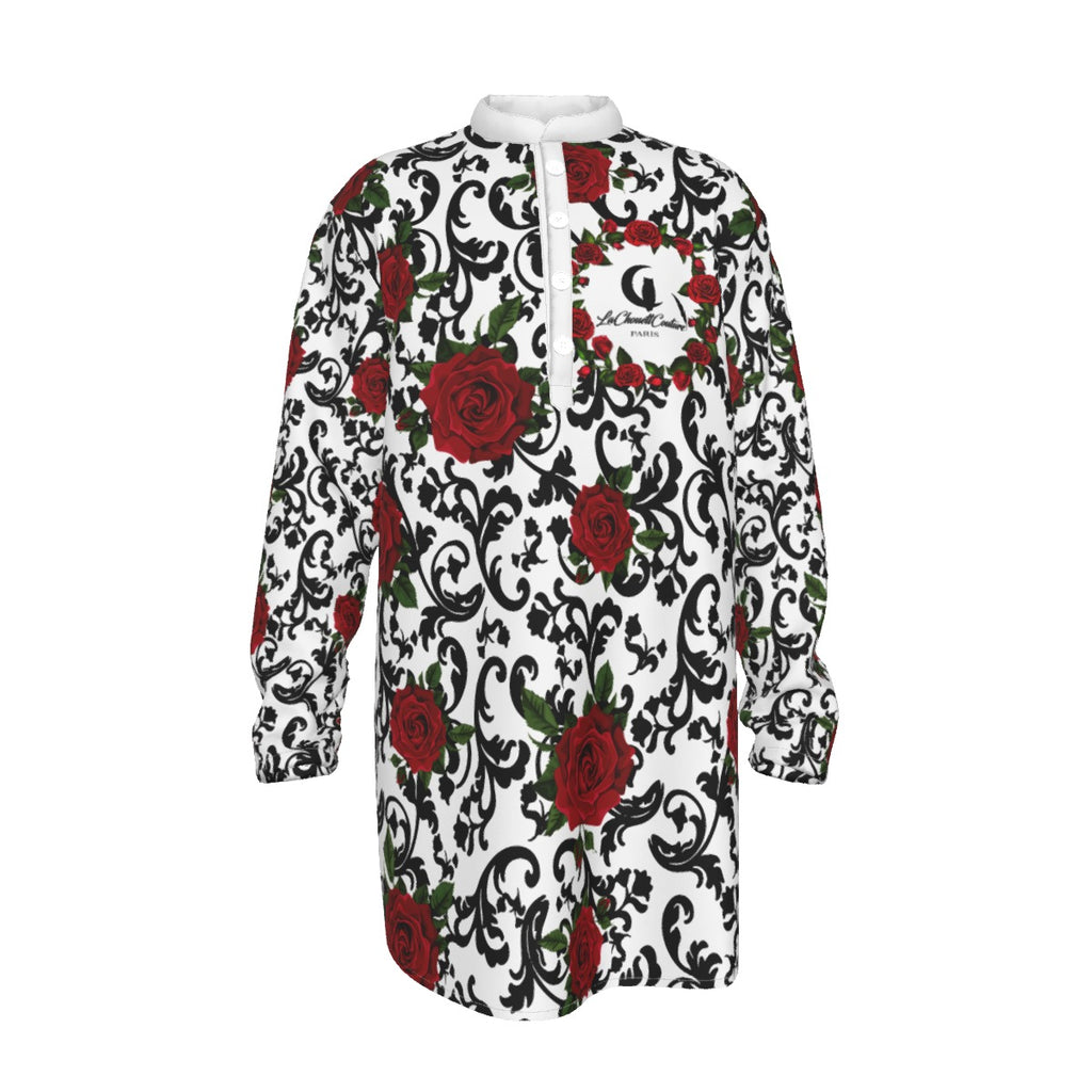 RED ROSES Men's Stand-up Collar Long Shirt