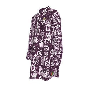 ADINKRA MX GRAPES Men's Stand-up Collar Long Shirt