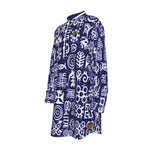 ADINKRA MX BLUE Men's Stand-up Collar Long Shirt
