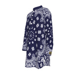 BANDANA NAVY BLUE Men's Stand-up Collar Long Shirt