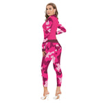 CAMOUFLAGE PINKISH Women's Long-sleeved Jumpsuit